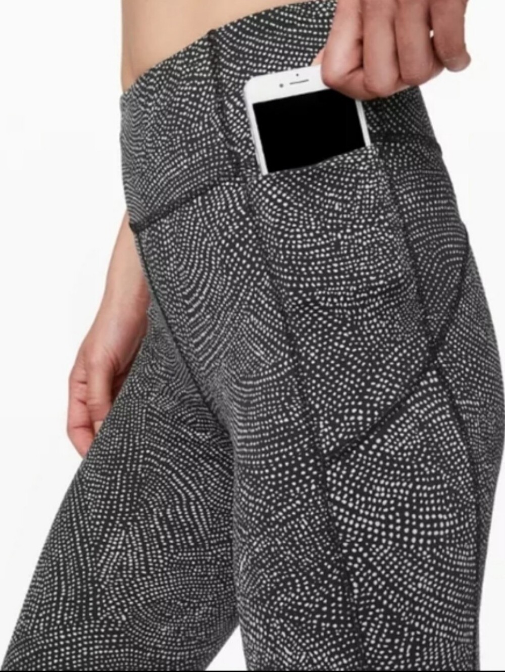 Lululemon athletica Final LapCrop 23" Black and White Patterned Women's Leggings - Picture 1 of 11